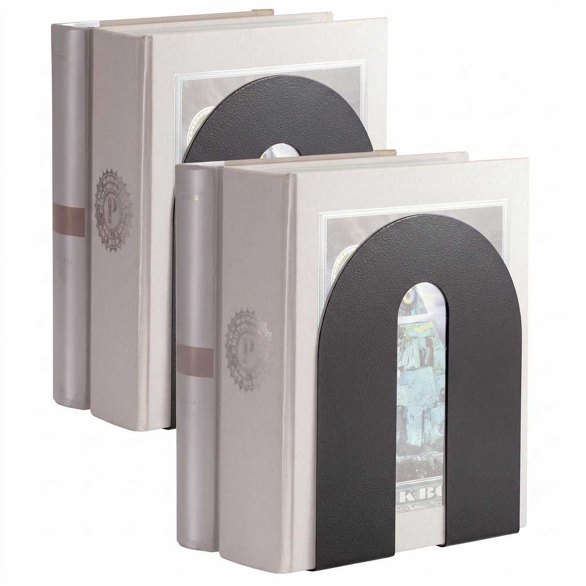 Officemate Heavy Duty Metal Bookends,10-Inch Steel Book Ends for Shelves, Non-Skid Base Book Supports for Books, Binders, and Office Organization, Black