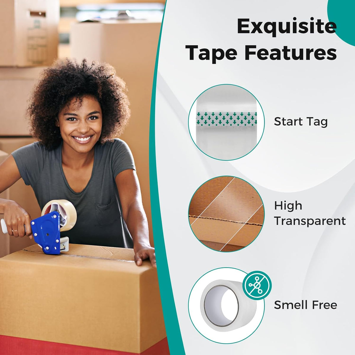 Tangkula Heavy Duty Packing Tape, 36 Rolls, Total 2362 Yards, 2.36 Inch x 65.6 Yards, 1.89 Mil, Clear Packing Tape Refills, 3" Core