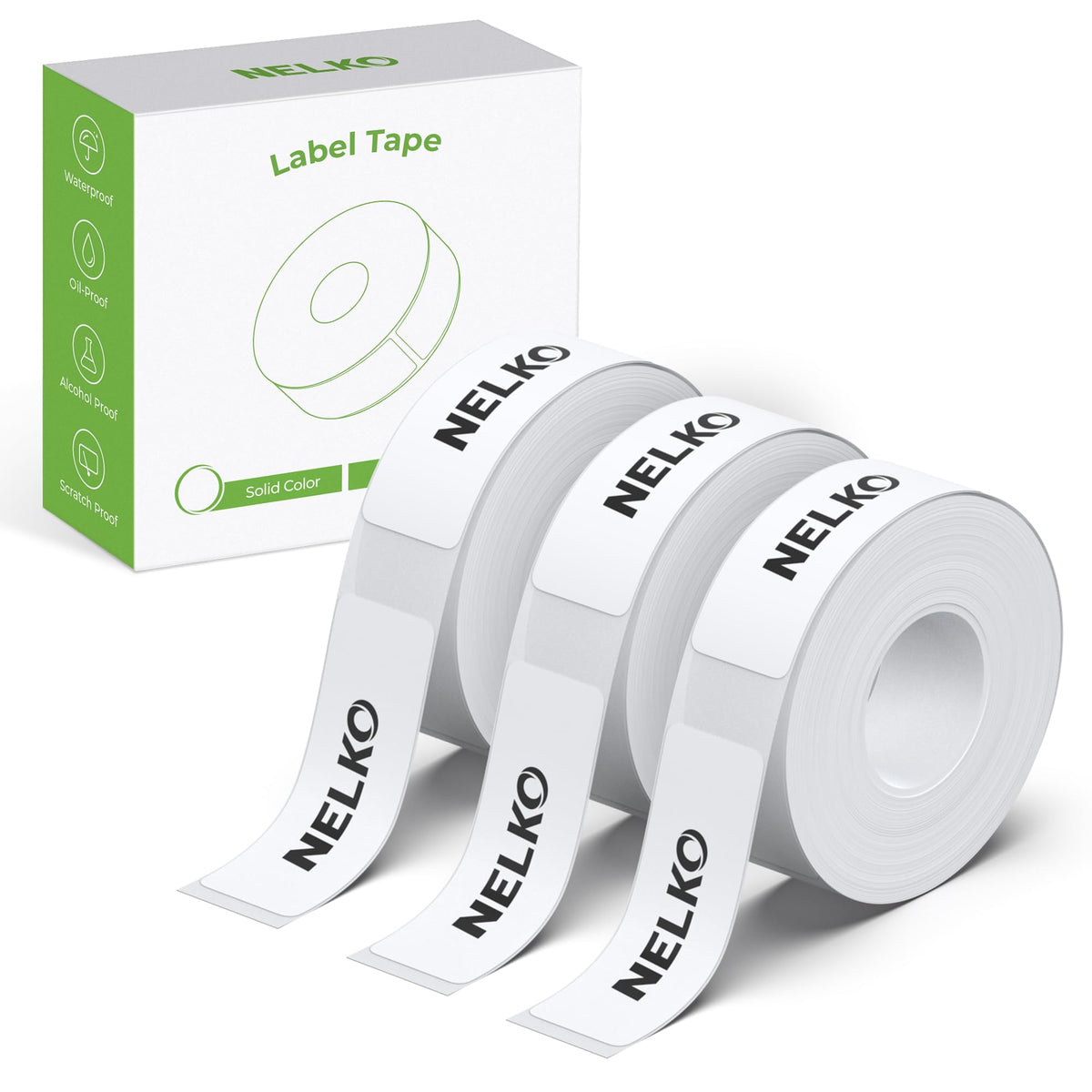 NELKO Genuine P21 Label Maker Tape,14x40mm, 3-Roll, Transparent