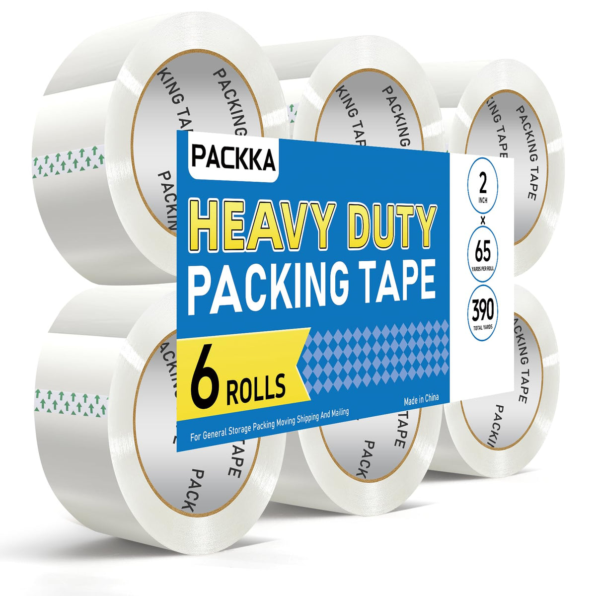 Clear Packing Tape, Heavy Duty Packaging Tape Refills 18 Rolls, 2 inch x 65 Yards, Shipping Tape Box Tape Mailing Tape for Shipping Packaging Moving Sealing and Storage
