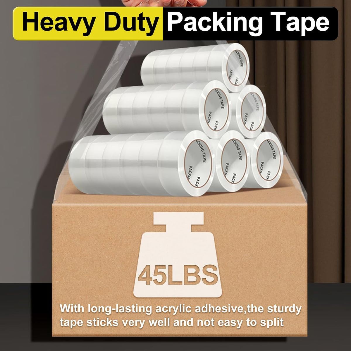 Clear Packing Tape, Heavy Duty Packaging Tape Refills 18 Rolls, 2 inch x 65 Yards, Shipping Tape Box Tape Mailing Tape for Shipping Packaging Moving Sealing and Storage