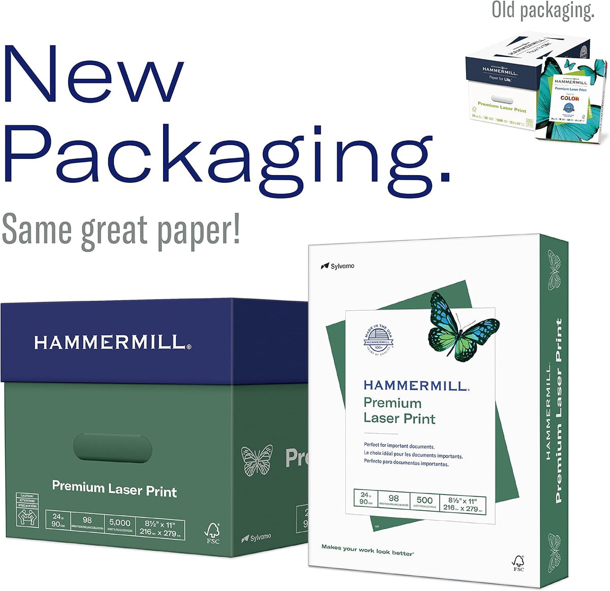 Hammermill Premium Laser Print Paper, 24 lb Copy Paper, 8.5 x 11 Letter Size, 3 Hole - 1 Ream (500 Sheets) - 98 Bright
