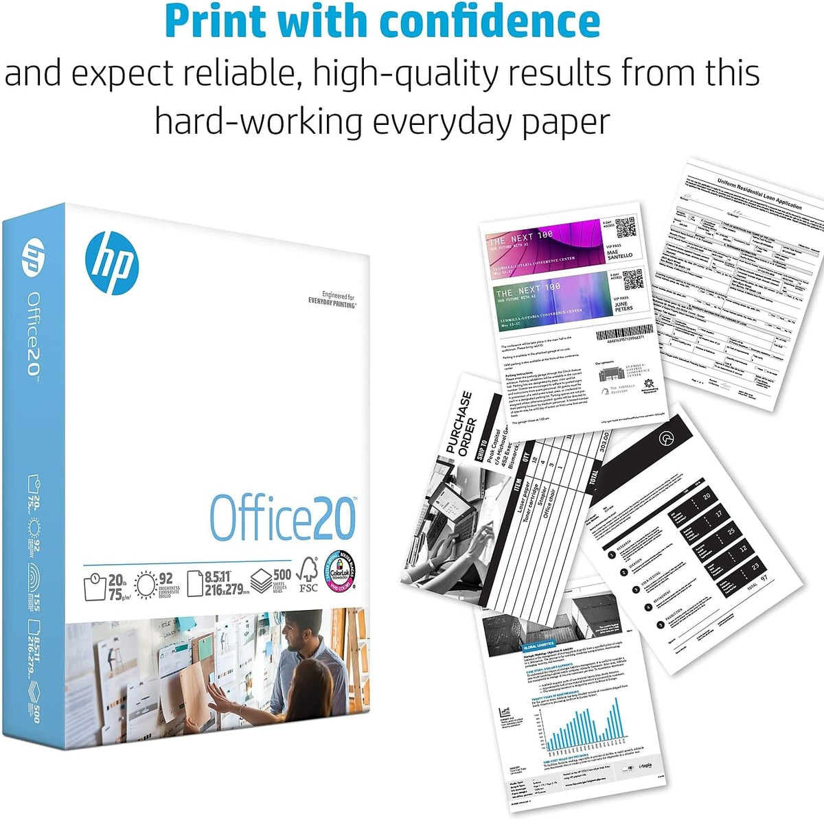 HP 172000 Office Ultra-White Paper, 92 Bright, 20lb, 11 x 17, 500/Ream