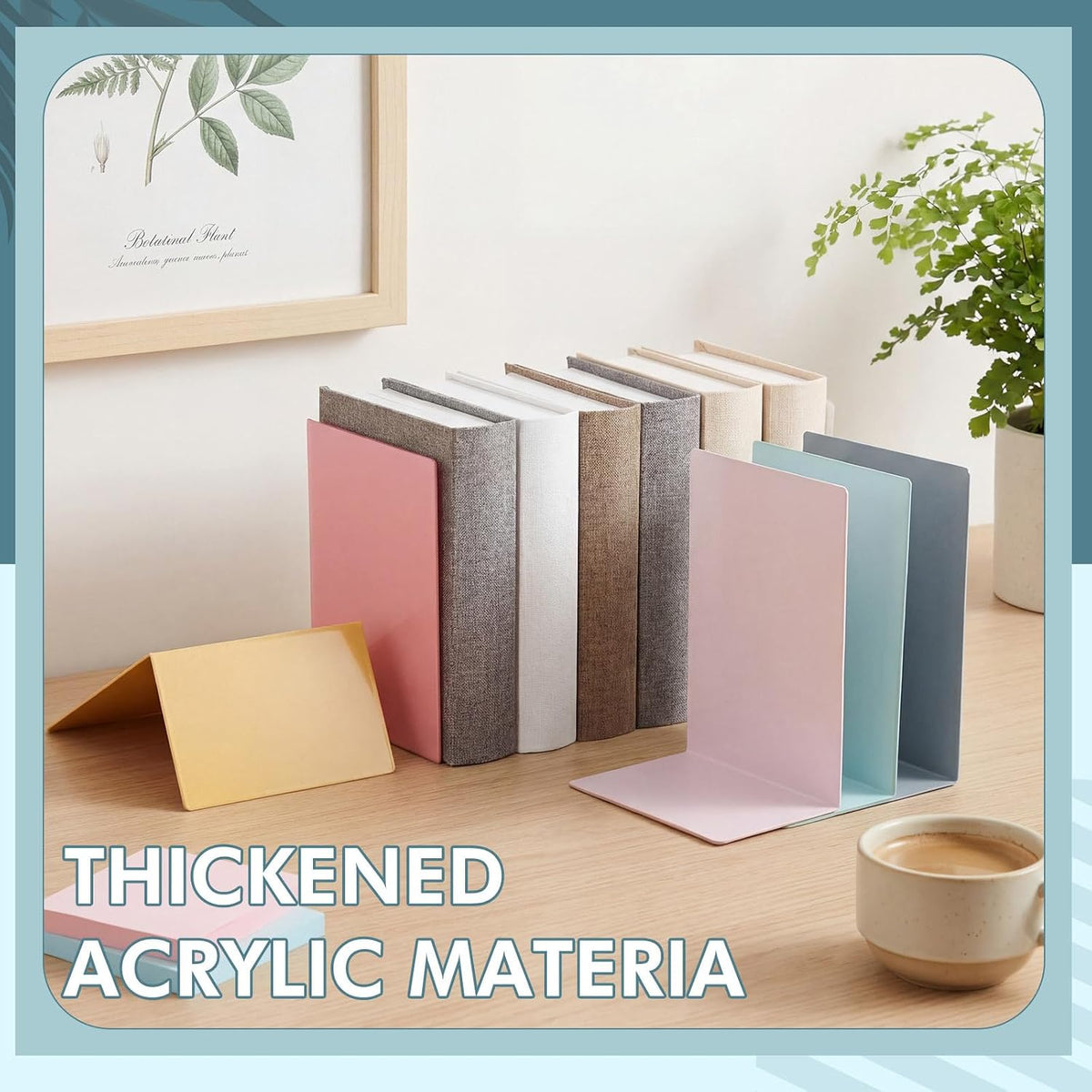 6Pcs Acrylic Bookends for Shelves Colorful Book Ends,Bohemian Colors