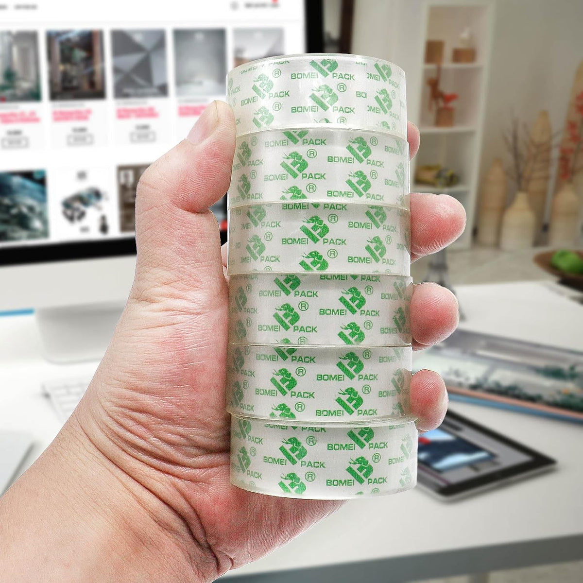 BOMEI PACK 120 Rolls Clear Tape Refills Roll Transparent Tape Refill Rolls for Office, Home, School, 3/4-Inch x 1000 inch