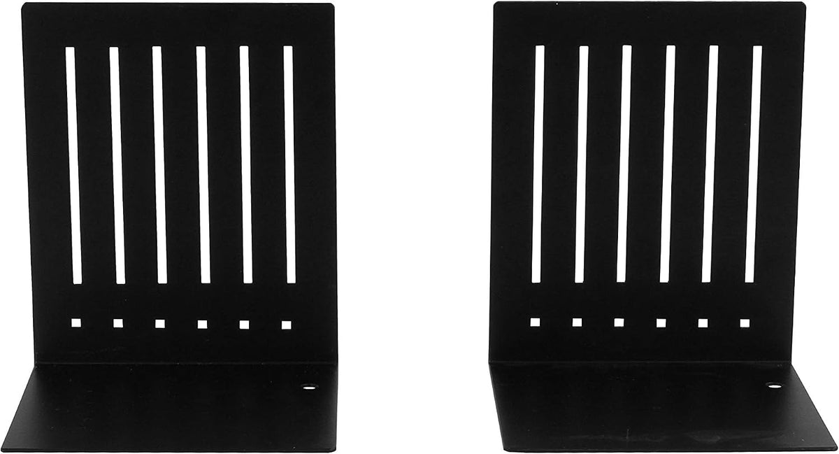 Spectrum Heavy Bookends for Book Shelves Cookbooks Vinyl Records, No Skid Heavy Duty Metal Decorative Book Stopper Sturdy Steel Holder for Home Office Large Bookends for Heavy Books, Black