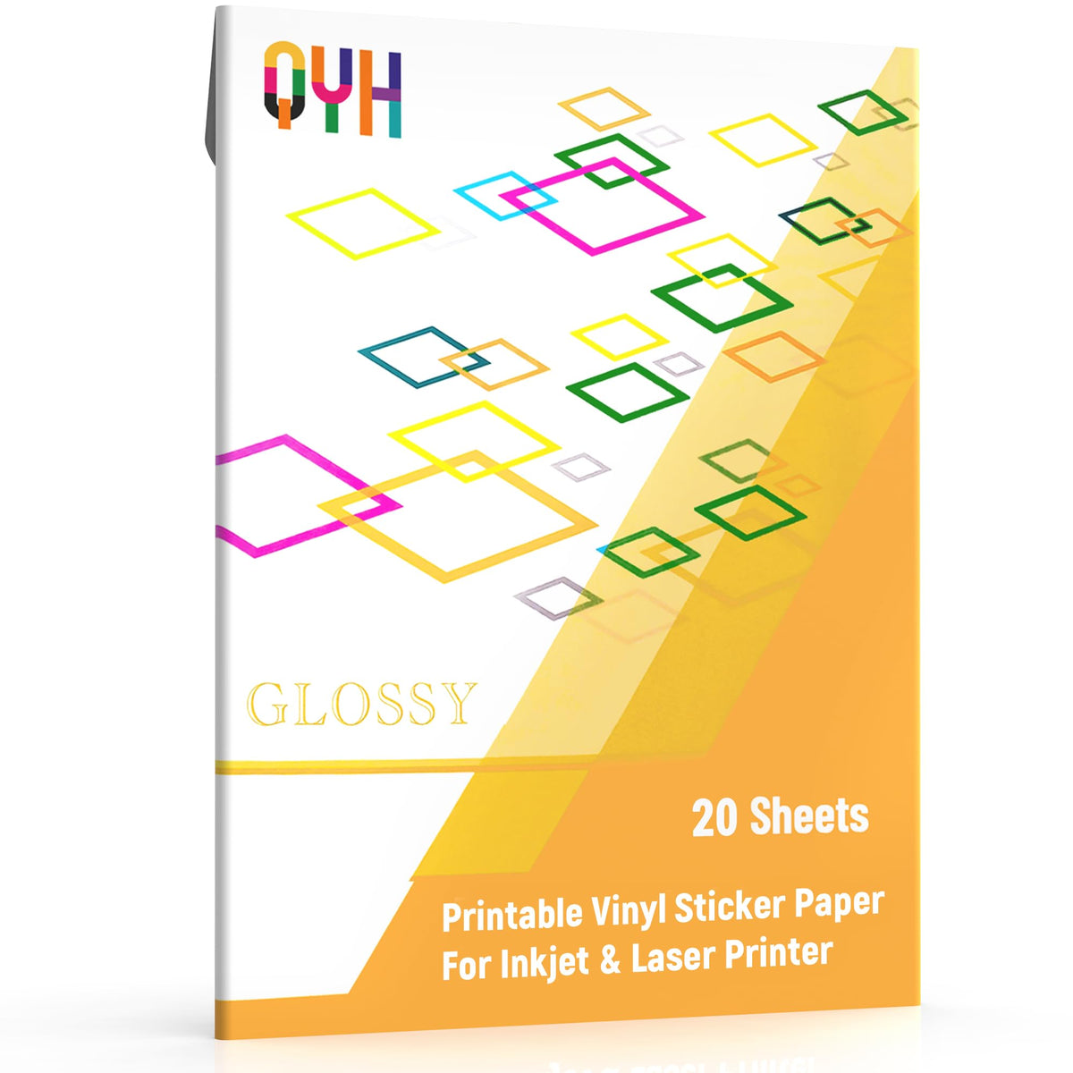 QYH Printable Vinyl Sticker Paper, 50 Sheets Matte Waterproof White 8.5x11