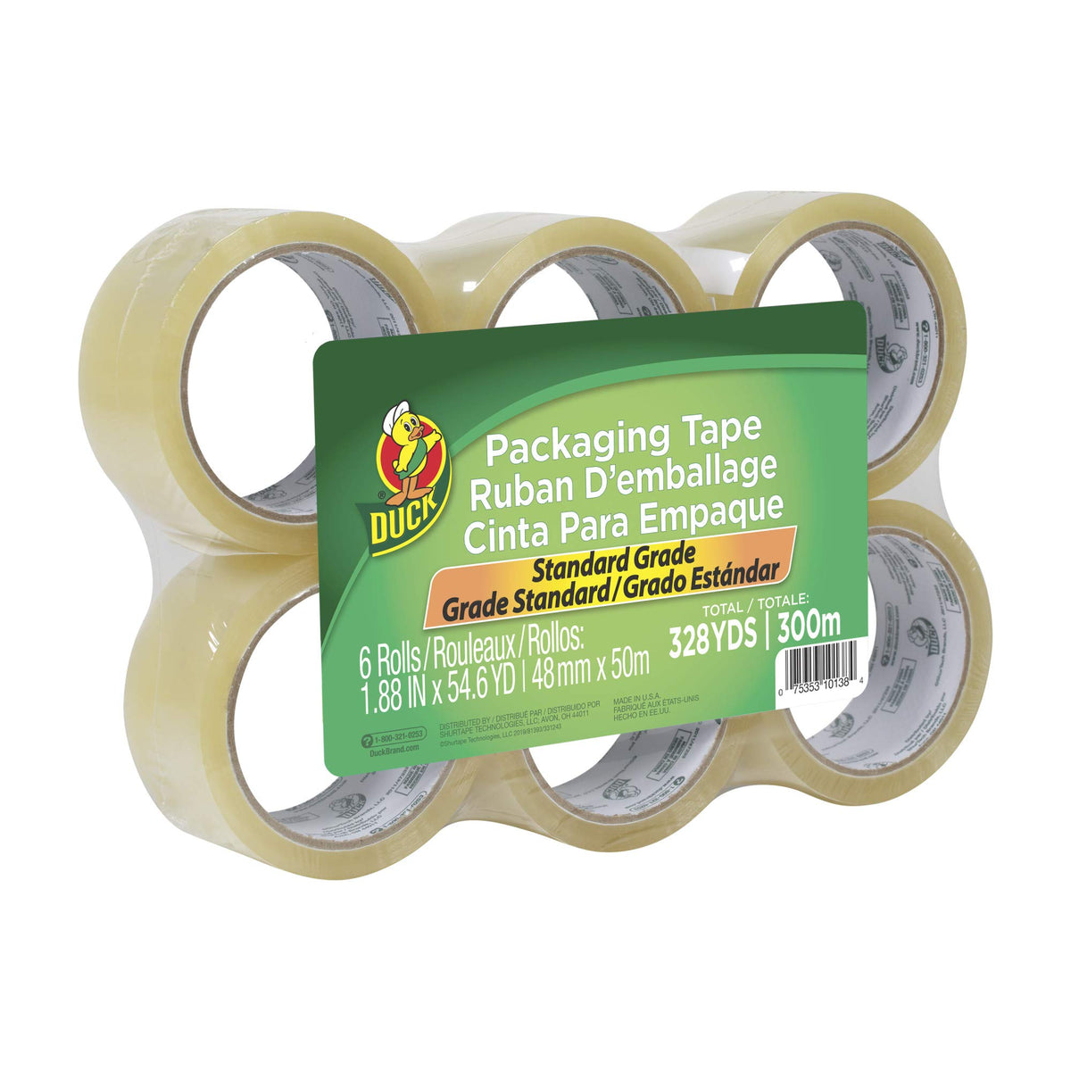 Duck Brand Standard Packaging Tape Refill Rolls, 1.88 in x 100 Yds, 4 Rolls