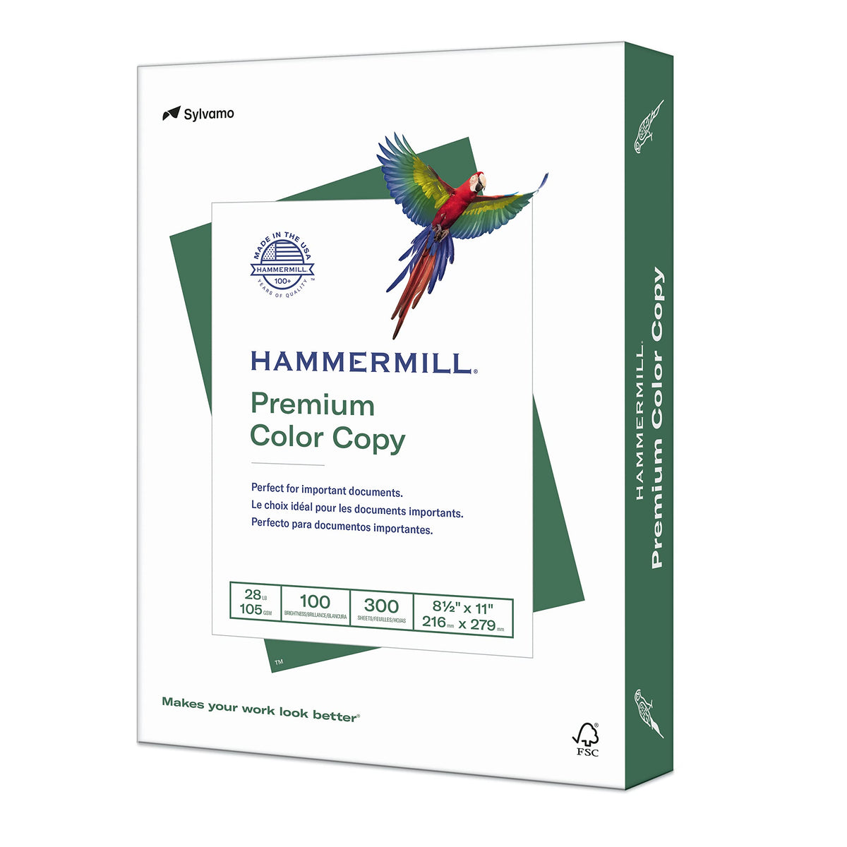 Hammermill Printer Paper, Premium Color 28 lb Copy Paper, 8.5 x 11-1 Ream (500 Sheets) - 100 Bright, Made in the USA, 102467R