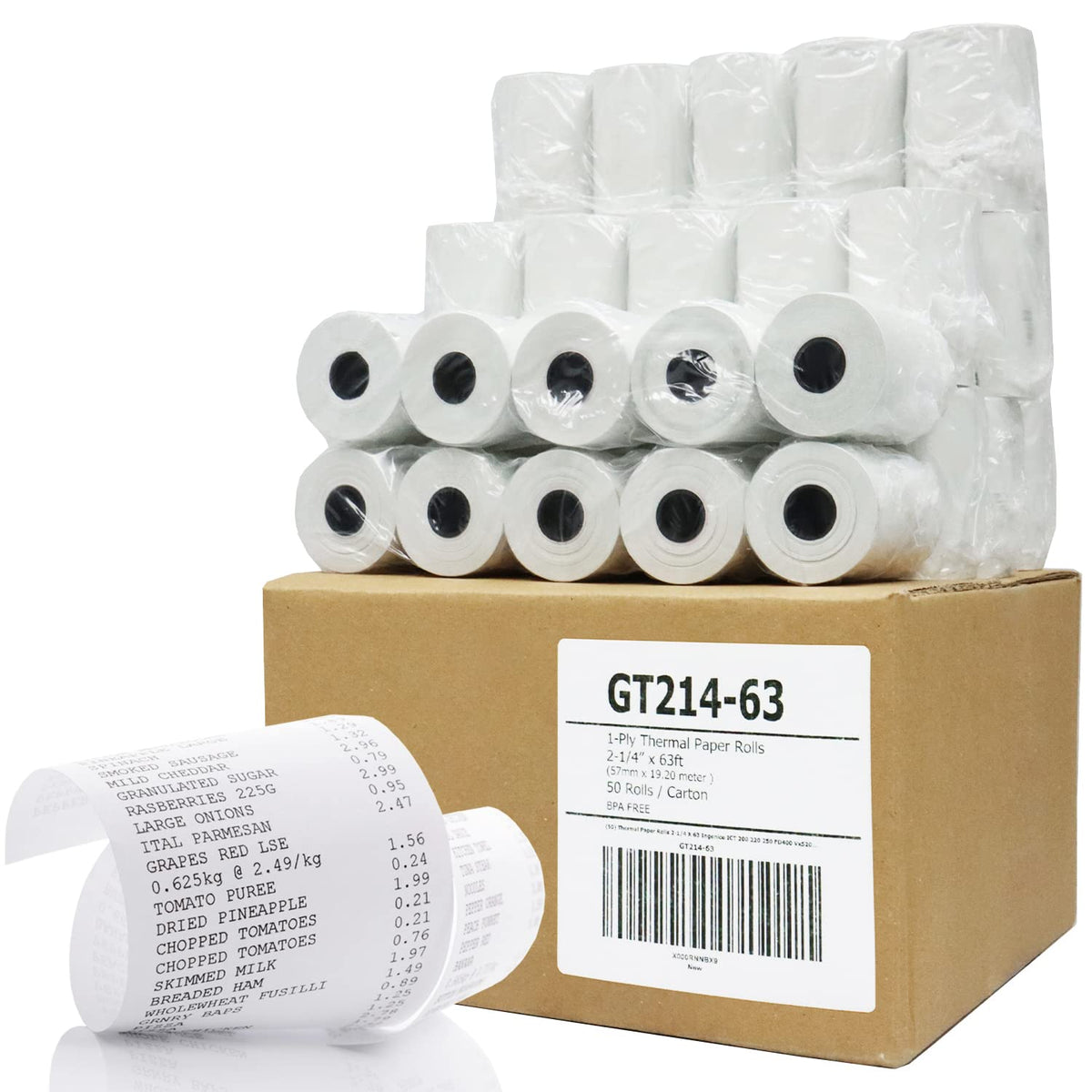 Gorilla Supply Thermal Paper Receipt Roll 2-1/4" x 50' BPA Free 50 Rolls