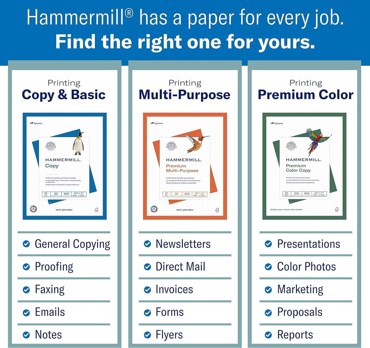 Hammermill Premium Laser Print Paper, 24 lb Copy Paper, 8.5 x 11 Letter Size, 3 Hole - 1 Ream (500 Sheets) - 98 Bright
