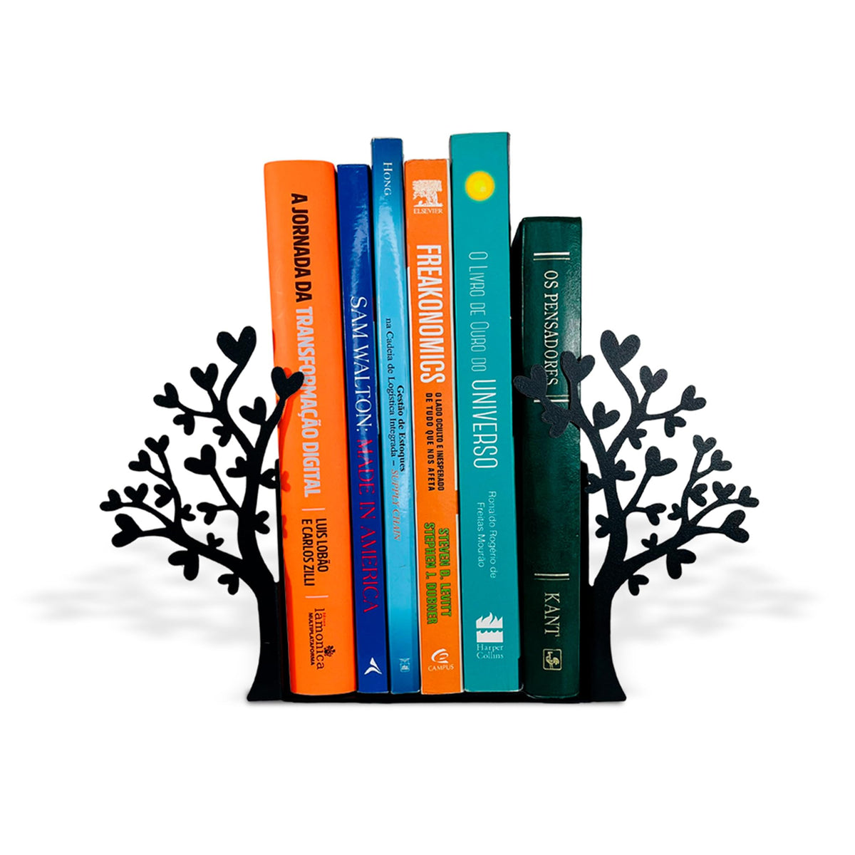 Figurine Bookends with Book-Holding Characters - Steel with Epoxy Coating - Decorative Pair of Book Holders for Shelves, Desk, and Office - Black – Geguton