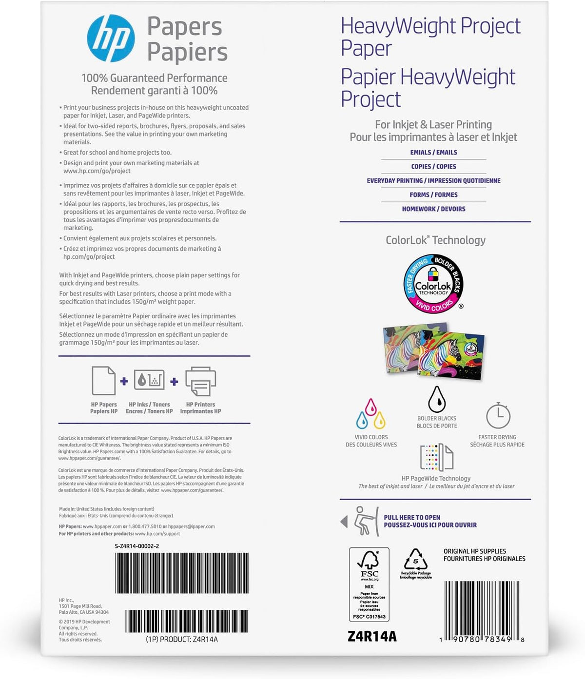 HP HeavyWeight Project Paper, Matte, 8.5x11 in, 40 lb, 250 sheets, works with inkjet, PageWide, laser printers (Z4R14A)