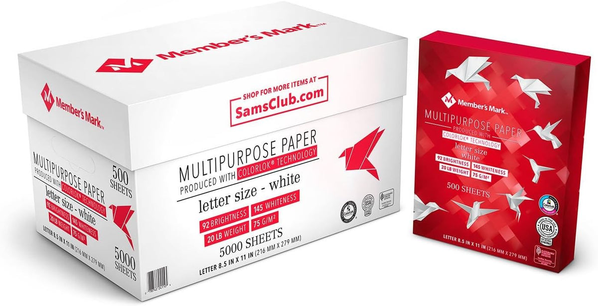 Member's Mark Copy Paper, 20lb, 92 Bright, 8.5 x 11 (1 Case)
