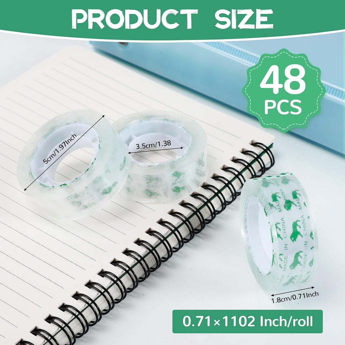 48 Rolls Transparent Tape Bulk, 0.7 x 1100 Inch, Tapes Rolls