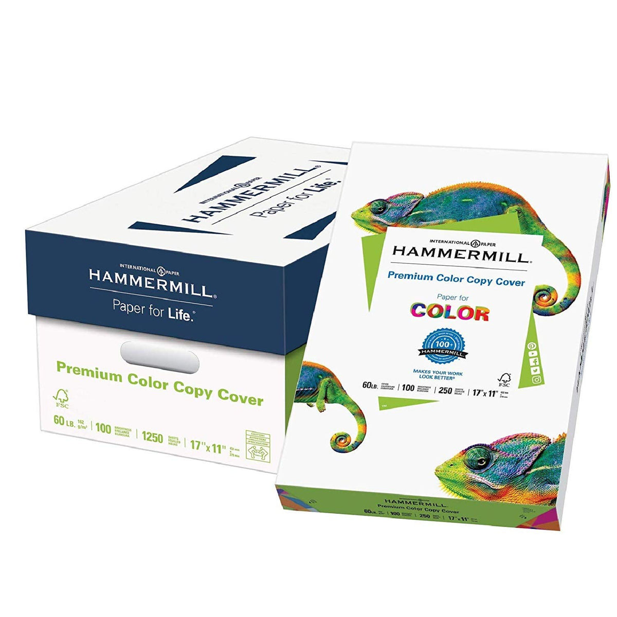 Hammermill Cardstock, Premium Color Copy, 100 lb, 8.5x11 - 1 Pack (250 Sheets) - 100 Bright, Made in the USA Card Stock, 120024R, White