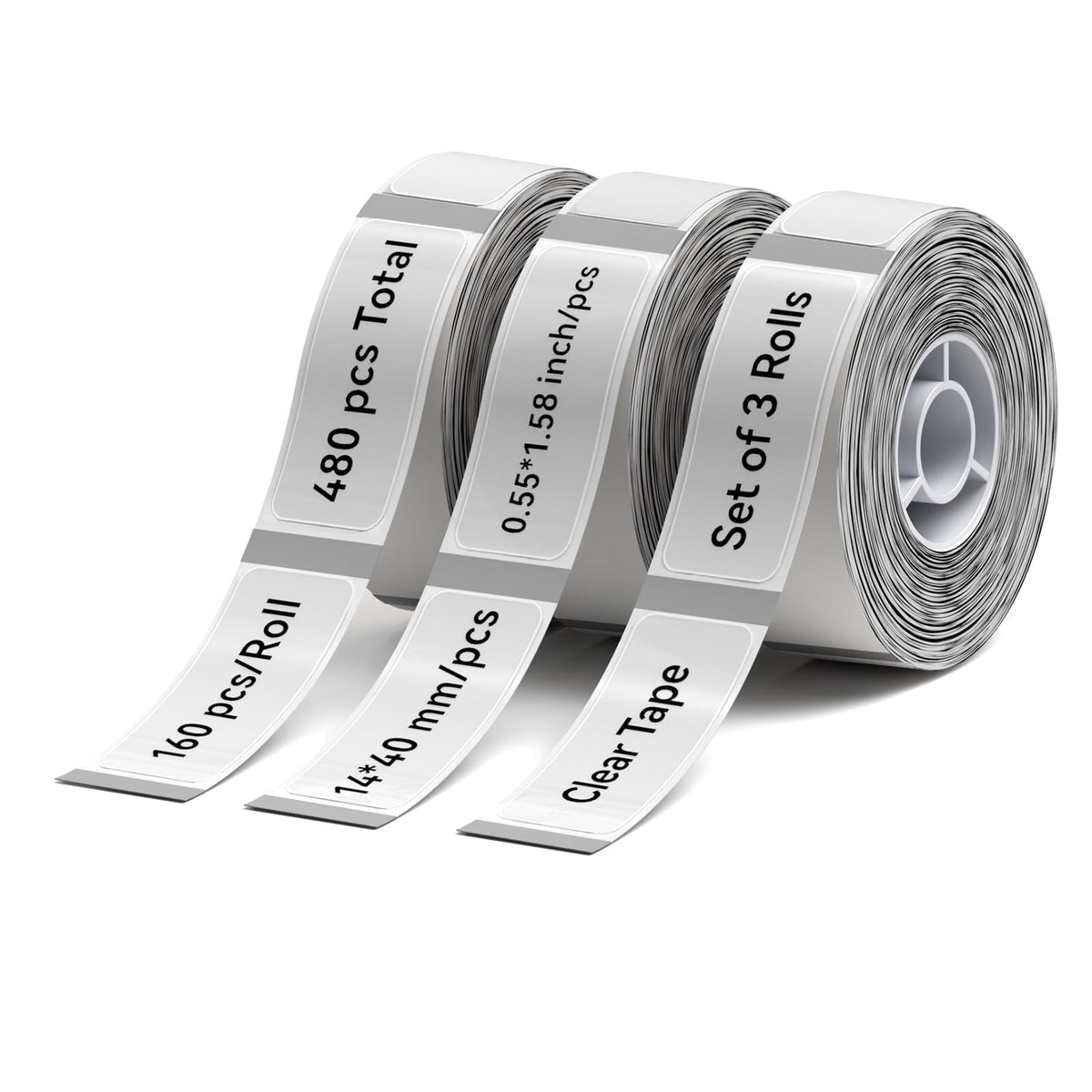 NIIMBOT D110/D11/D101 Labels, 0.55"×1.18" (14×30mm), 210 Labels/Roll, Clear