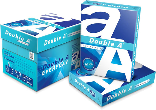 Double A Everyday Multipurpose Copy Printer Paper, Letter Size 8.5" x 11", 96 Brightness, 20 lb, 10 Reams (5000 Sheets)