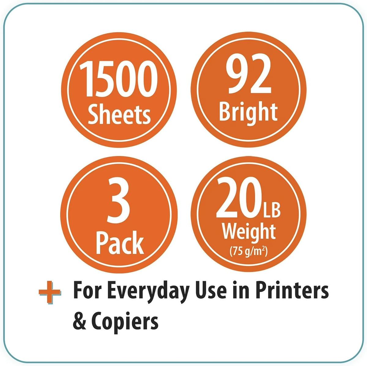 8.5x11 Printer Paper 3 Ream Case 20lb 92 Bright 1500 Sheets