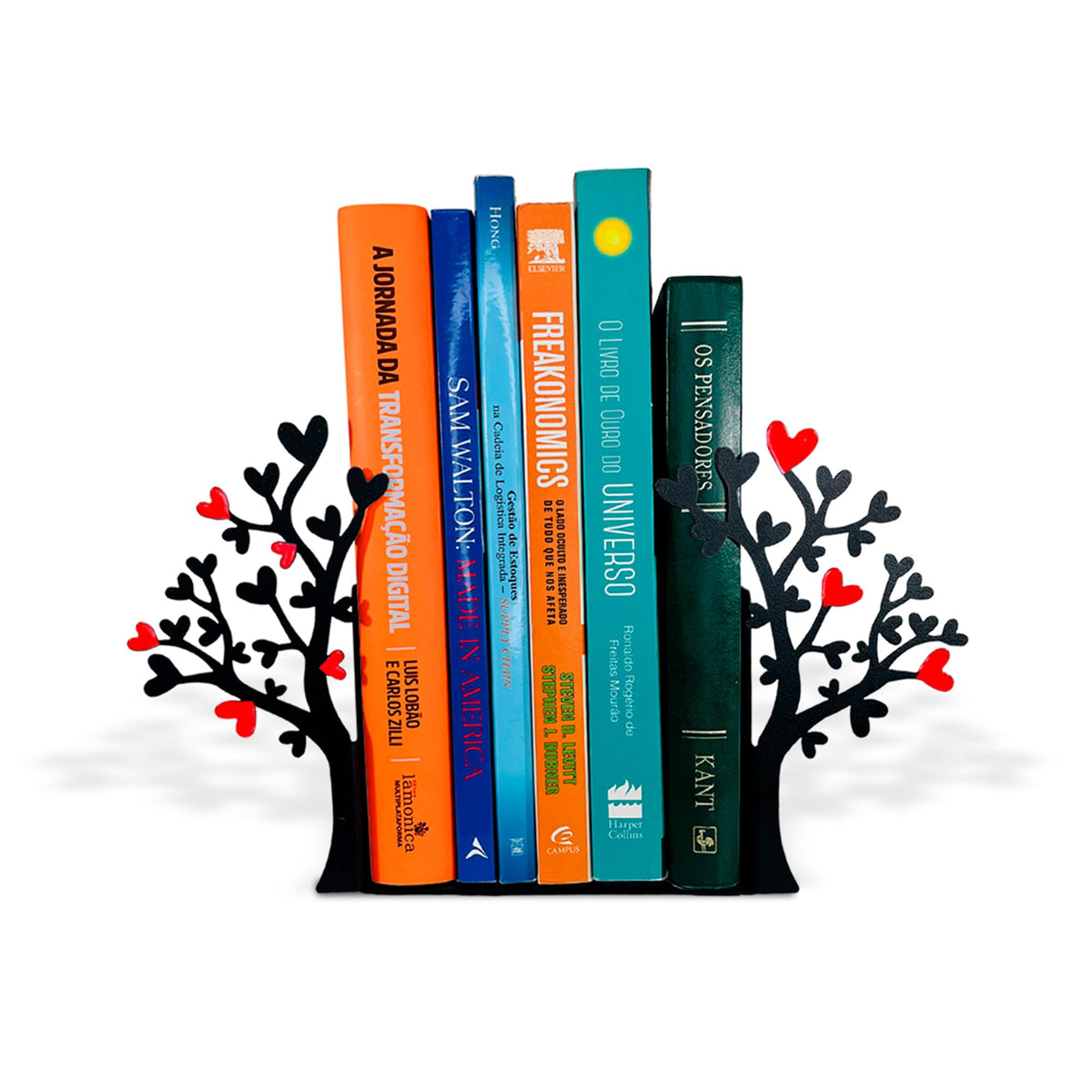 Figurine Bookends with Book-Holding Characters - Steel with Epoxy Coating - Decorative Pair of Book Holders for Shelves, Desk, and Office - Black – Geguton