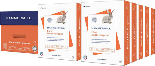Hammermill Printer Paper, Fore Multipurpose 20 lb Copy Paper, 8.5 x 11-96 Bright, Made in the USA, 103267C (10 Ream, 5000 Sheets Total)
