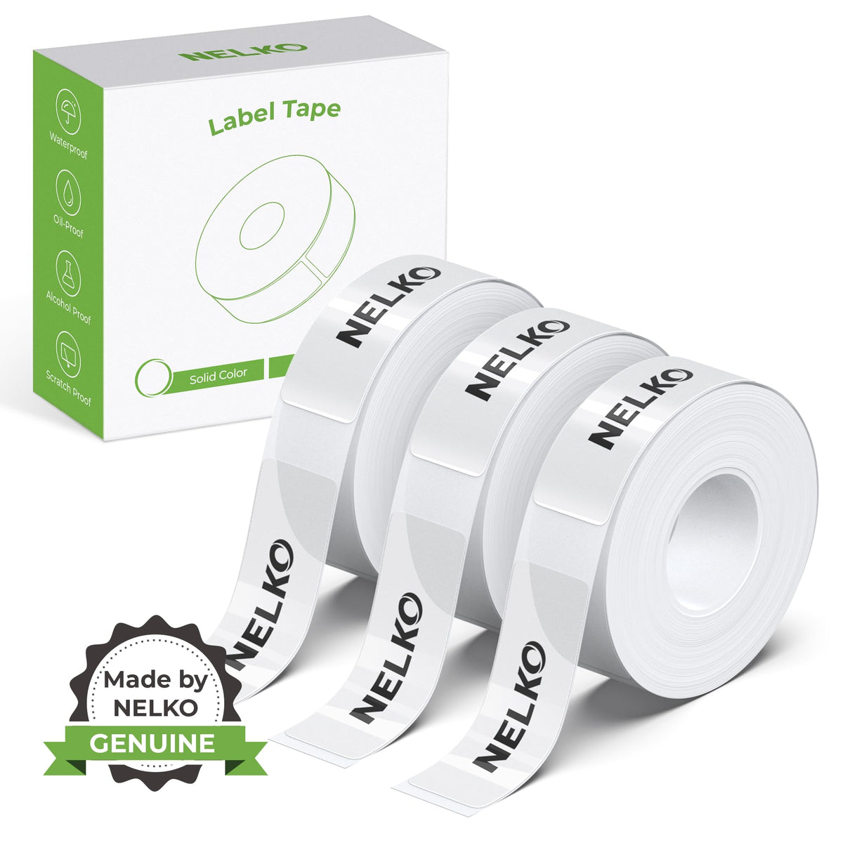 NELKO Genuine P21 Label Maker Tape,14x40mm, 3-Roll, Transparent