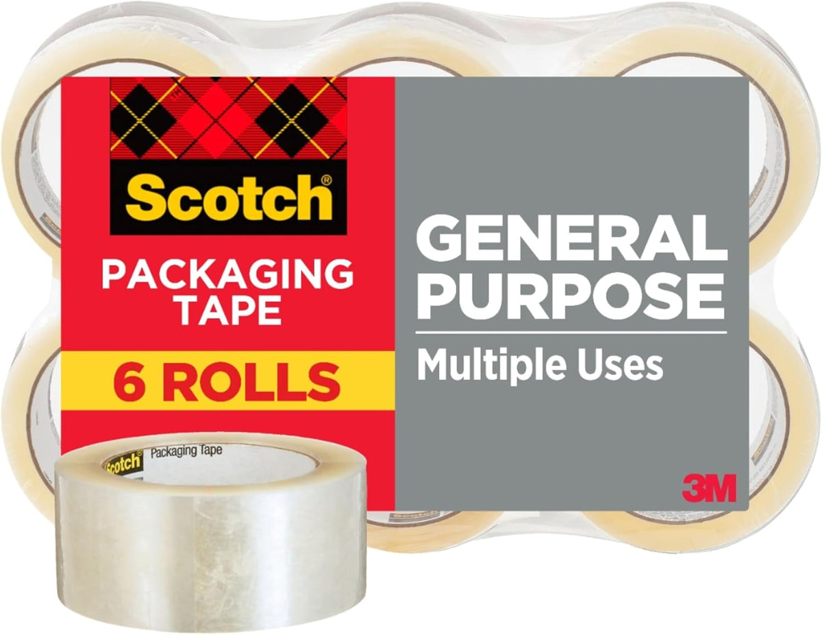Scotch General Purpose Packing Tape Refill, 1.88 in x 54.6 yd, 6 Rolls