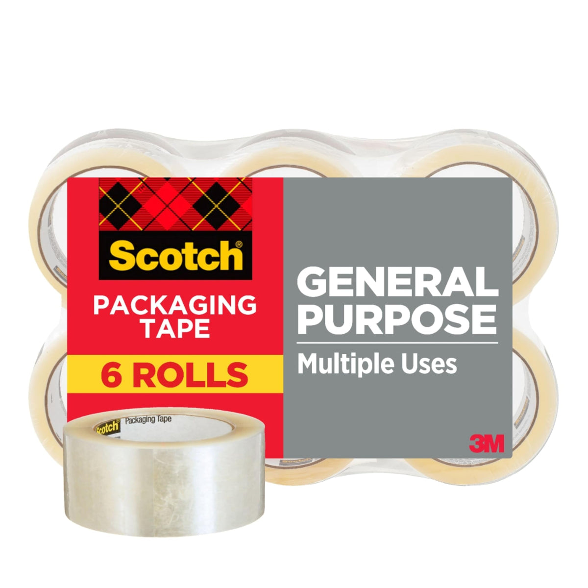 Scotch General Purpose Packing Tape Refill, 1.88 in x 54.6 yd, 6 Rolls