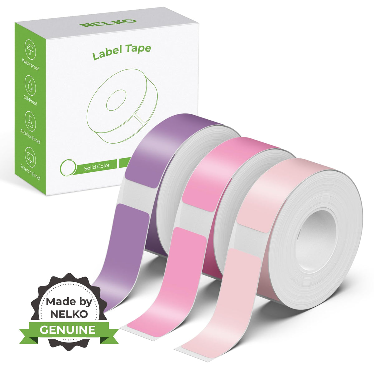 NELKO Genuine P21 Label Maker Tape,14x40mm, 3-Roll, Transparent