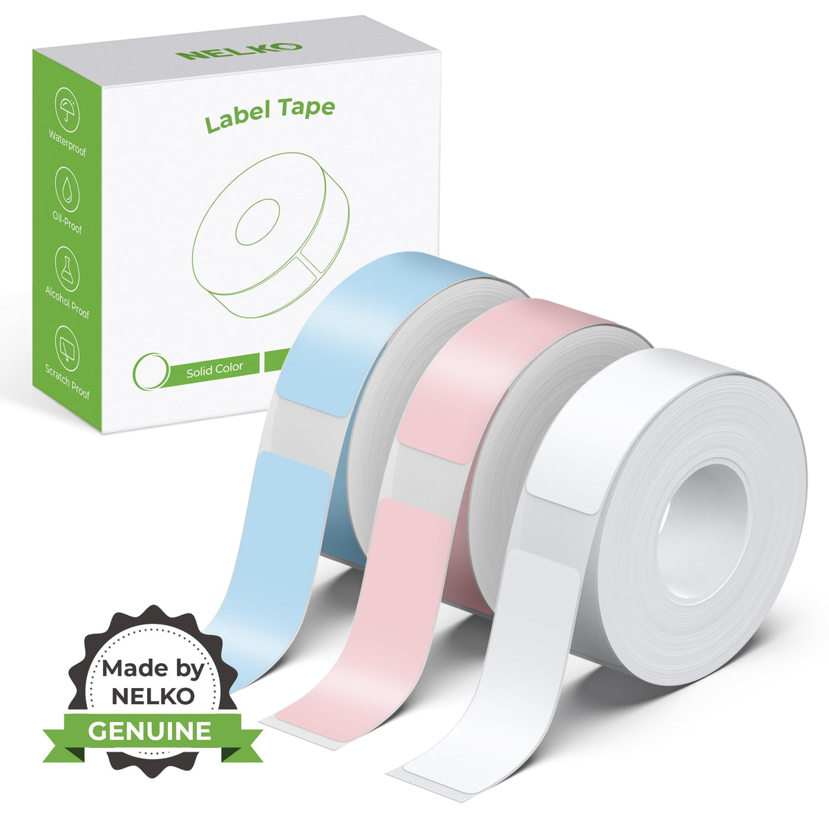NELKO Genuine P21 Label Maker Tape,14x40mm, 3-Roll, Transparent