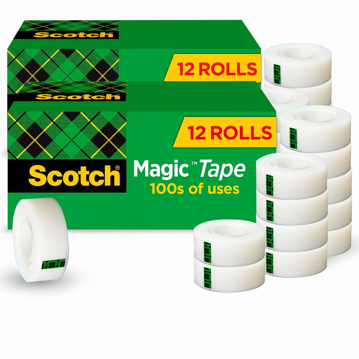 Scotch Magic Tape, Invisible, 12 Rolls