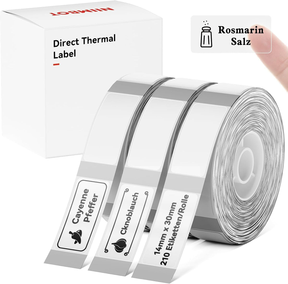 NIIMBOT D110/D11/D101 Labels, 0.55"×1.18" (14×30mm), 210 Labels/Roll, Clear