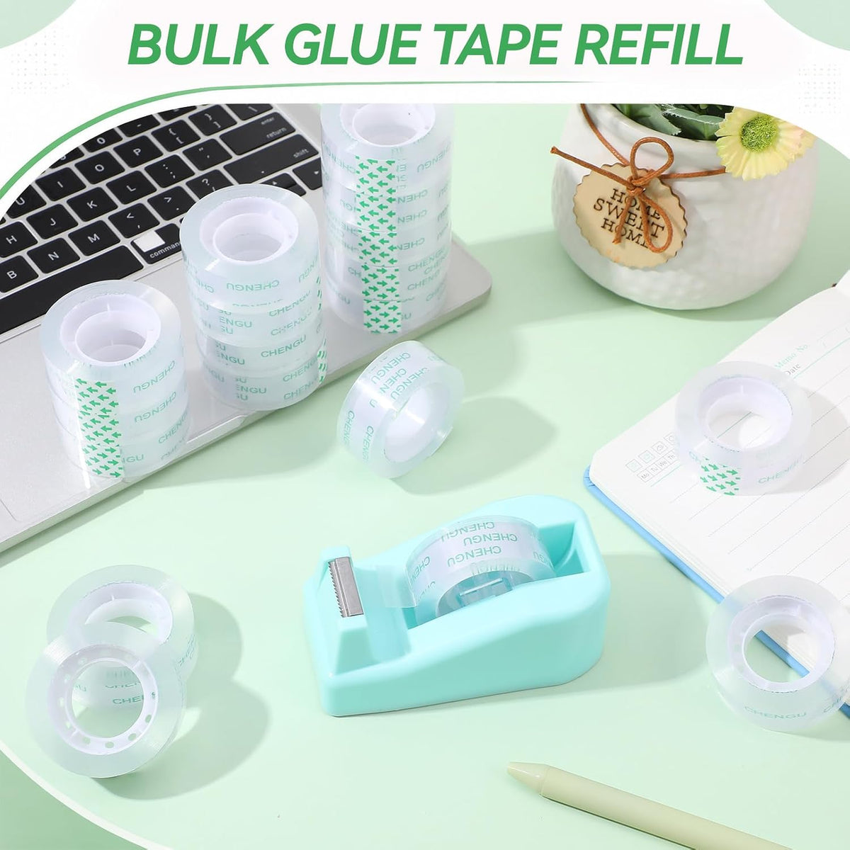 CHENGU 200 Rolls Strong Sticky Clear Tape Bulk 3/4 x 1000 Inches Transparent Invisible Tape Refills for School Office Home Gift Wrap Desk Supplies