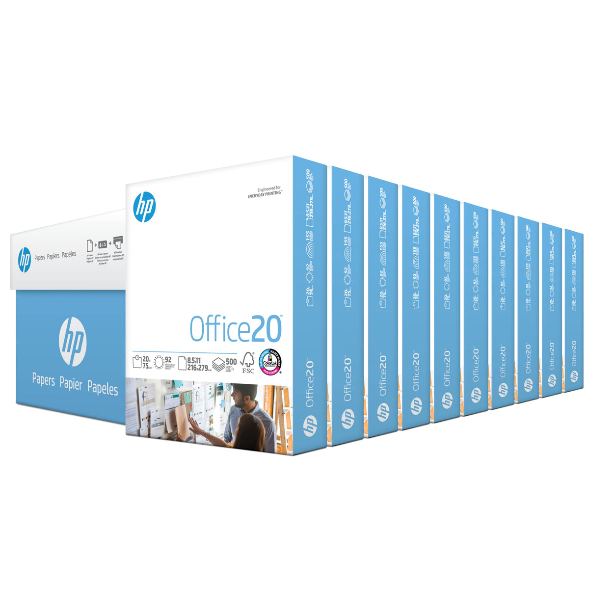 HP Papers | 8.5x11 Paper |Office 20 lb | 1 Ream - 500 Sheets | 92 Bright | Made in USA - FSC Certified | 112150R