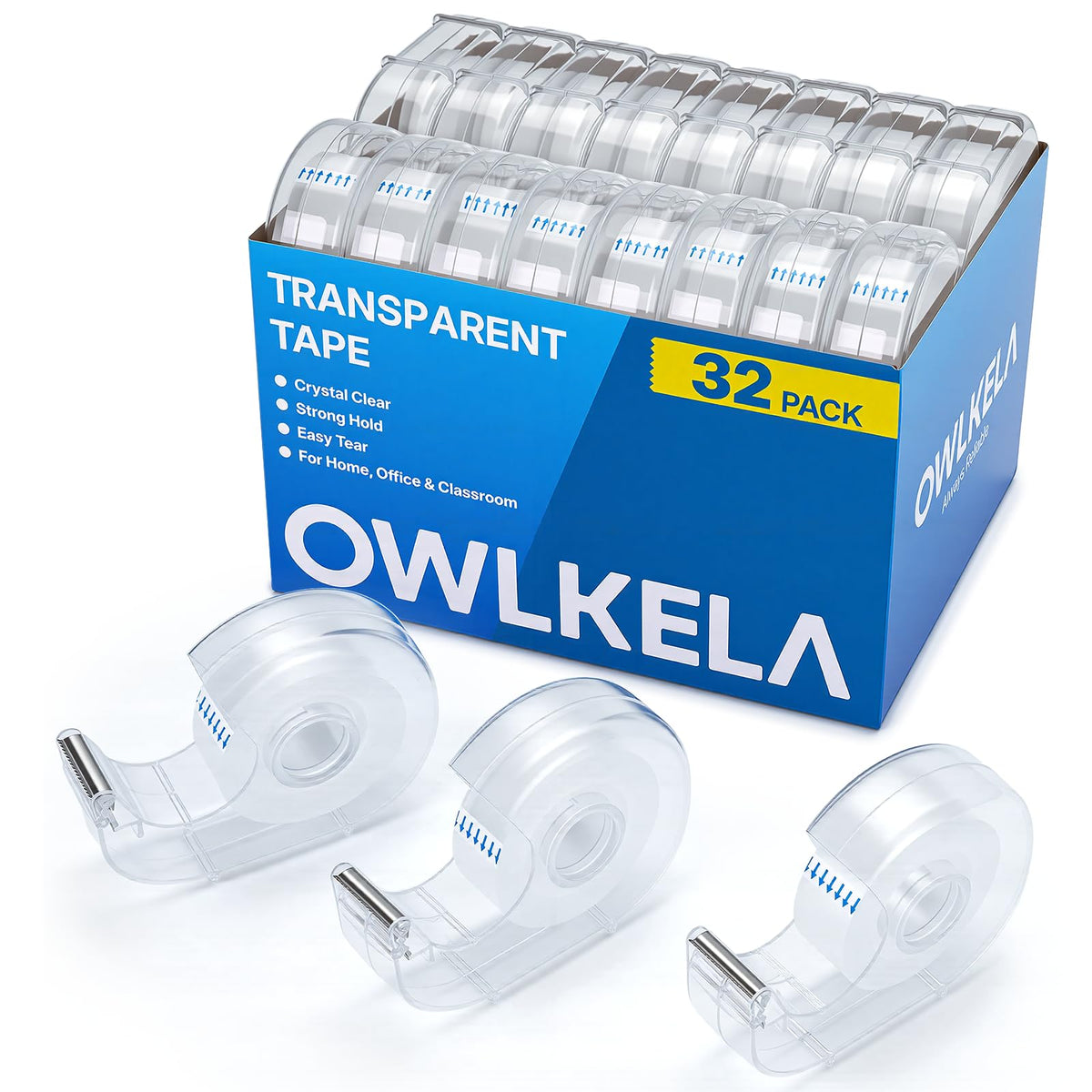 OWLKELA 32 Pcs Clear Tape Dispensers, 1 Inch Blue Core