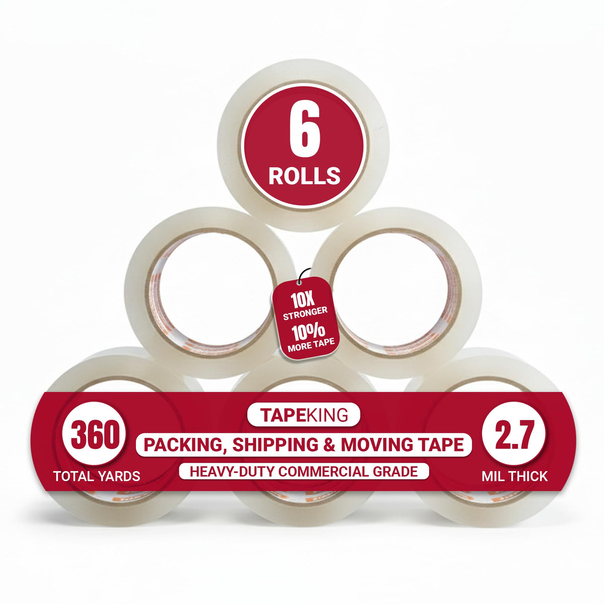 Tape King Clear Packing Tape 3 Inch Wide (24 Rolls) | Heavy Duty Packing Tape 2.7mil Strong Adhesive for Moving Boxes, Shipping Cartons, Office Use, Storage & Wrapping (1440 Yards)