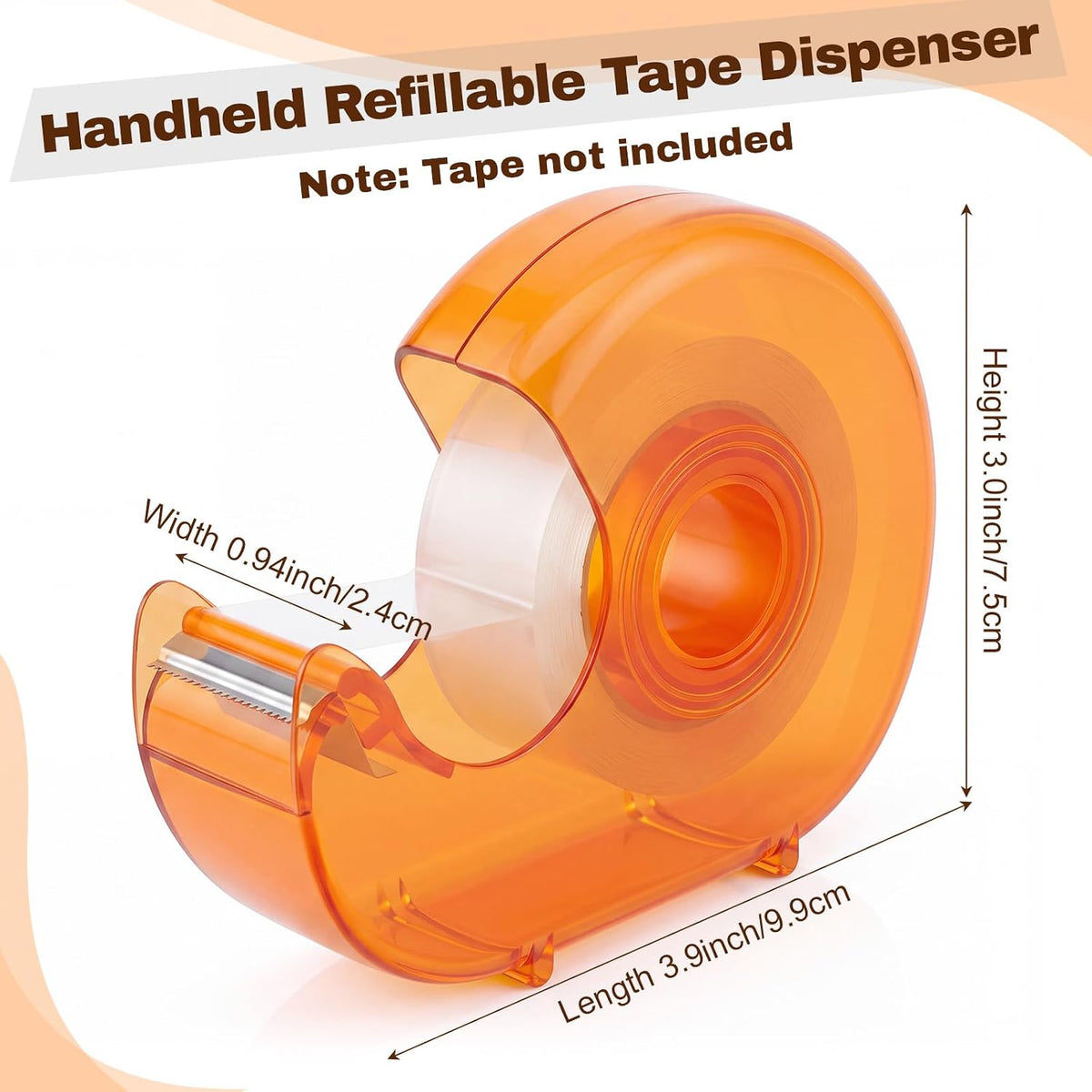 Sabary 24 Pcs Tape Dispenser Handheld Transparent Refillable, Mixed Colors