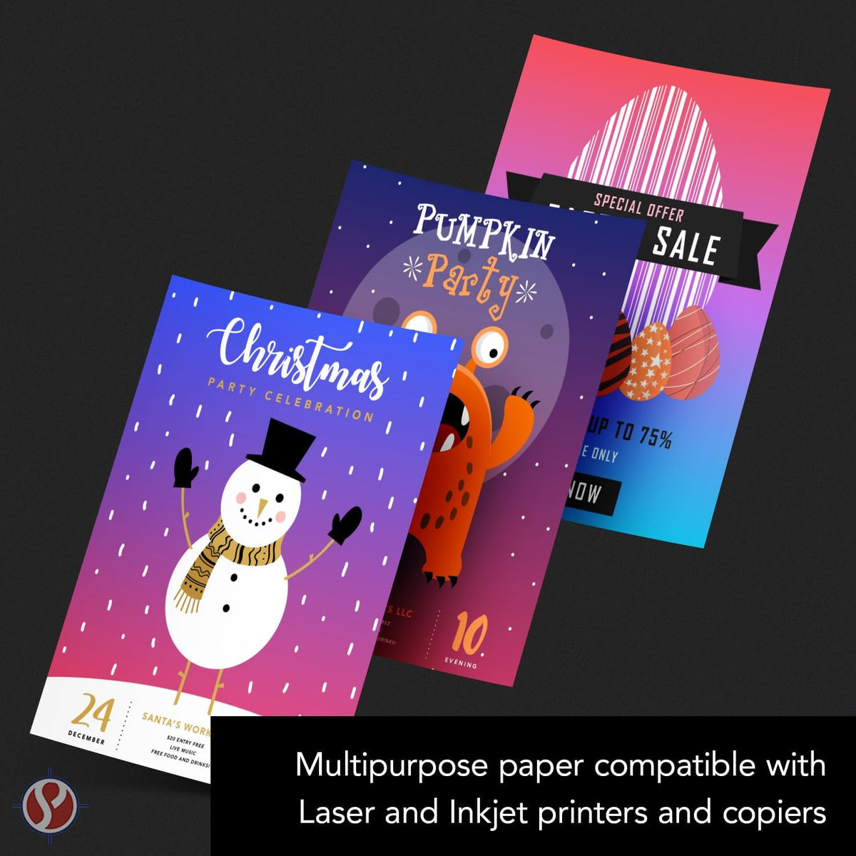 9" x 12" White Regular Paper – Multipurpose Office Paper for Copy, Printing and Writing | Inkjet and Laser Printer Compatible | 24lb Bond / 60lb Text / 90gsm – Smooth Finish | 250 Sheets per Pack