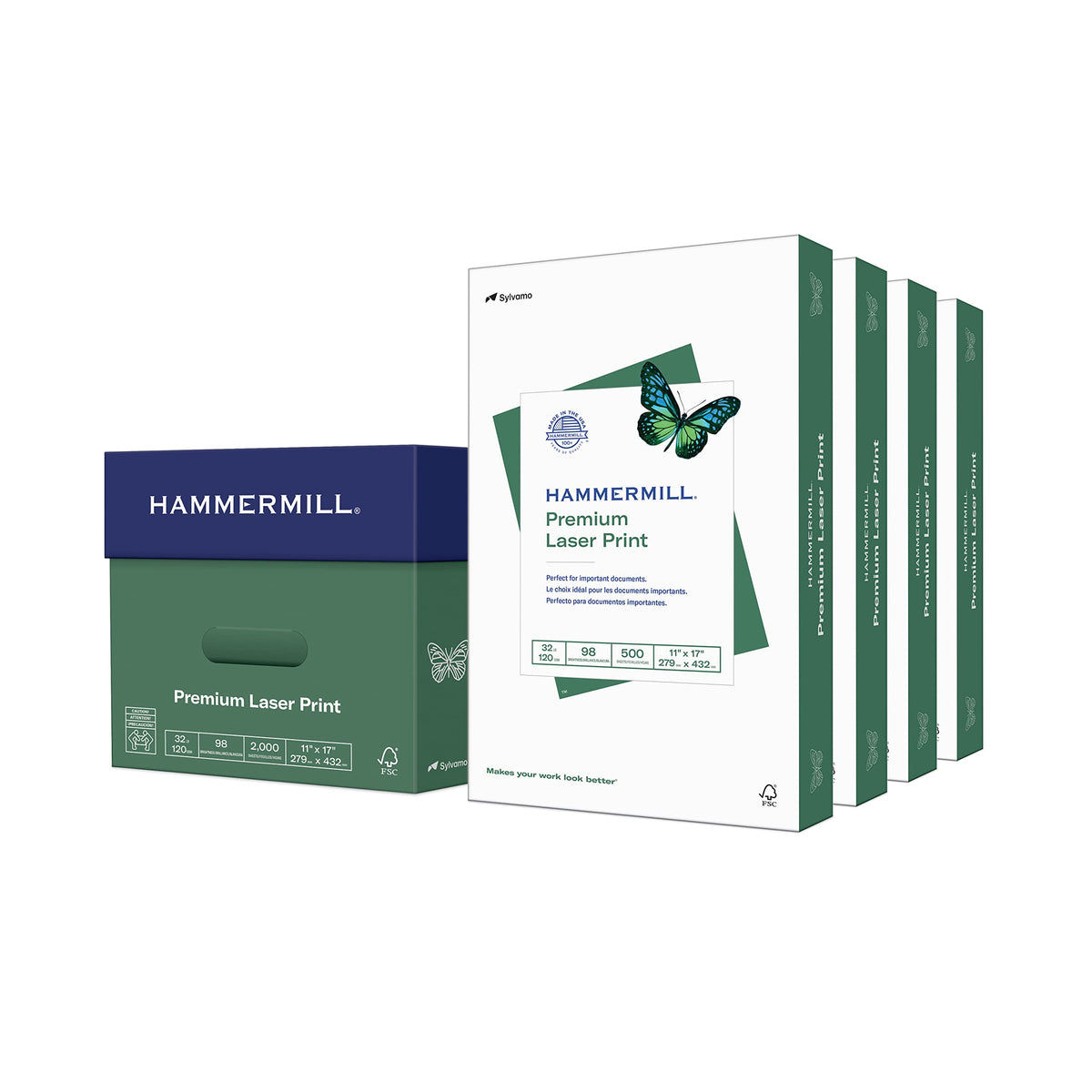 Hammermill Printer Paper, Premium Laser Print 24 lb, 11 x 17-98 Bright, Made in the USA, 104620C - 5 Ream (2,500 Sheets)