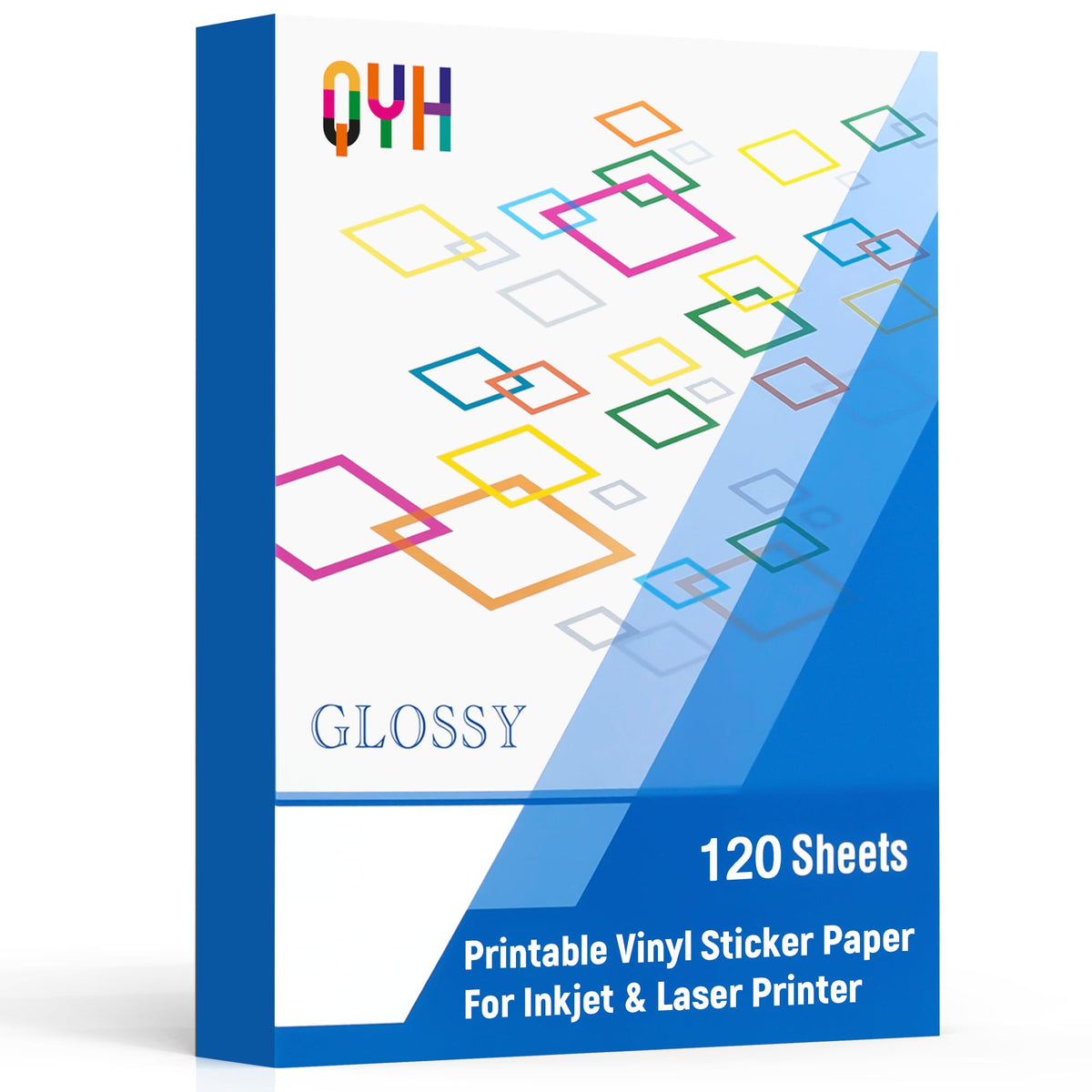 QYH Printable Vinyl Sticker Paper, 50 Sheets Matte Waterproof White 8.5x11