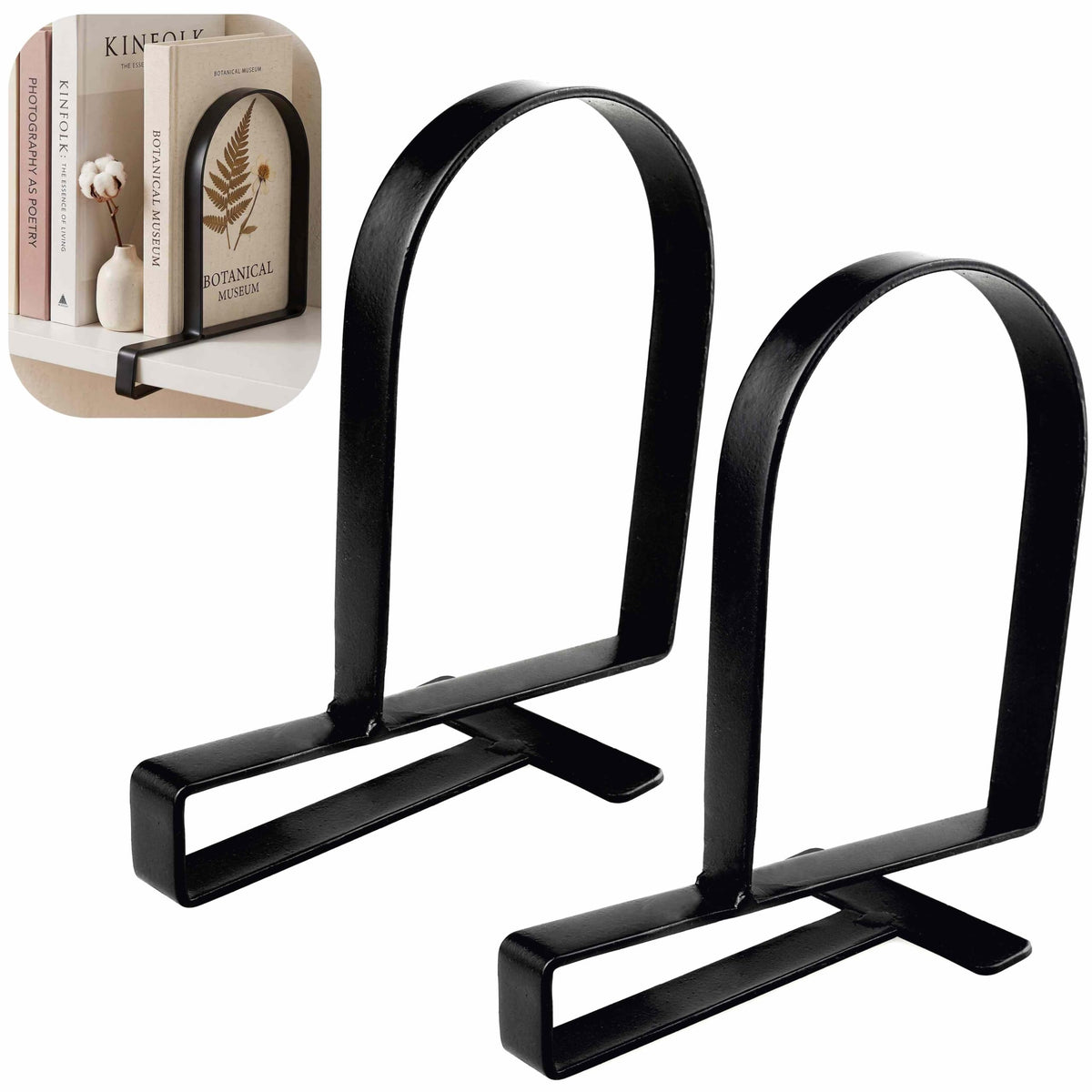 Metal Book Ends for Shelves - Heavy Duty Adjustable Bookends Clamped Metal Book Organizer Storage Holders, Non-Skid Bookends Stoppers