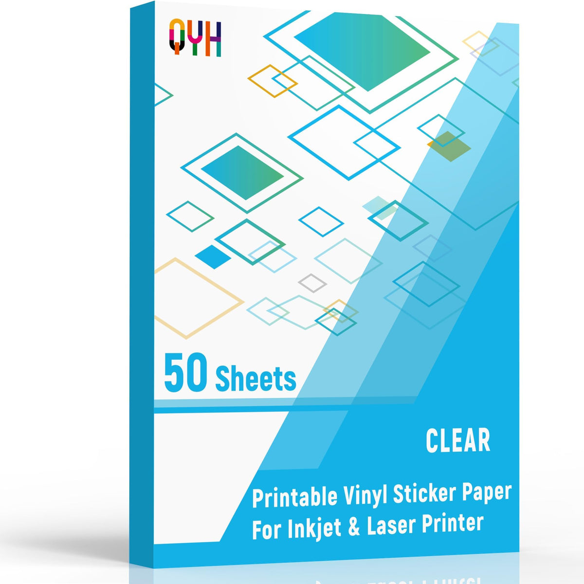 QYH Printable Vinyl Sticker Paper, 50 Sheets Matte Waterproof White 8.5x11