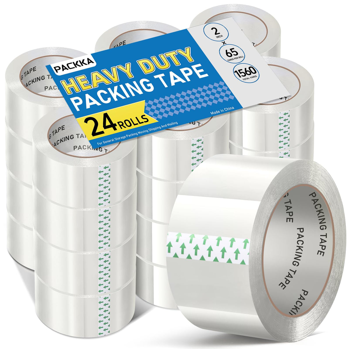Clear Packing Tape, Heavy Duty Packaging Tape Refills 18 Rolls, 2 inch x 65 Yards, Shipping Tape Box Tape Mailing Tape for Shipping Packaging Moving Sealing and Storage