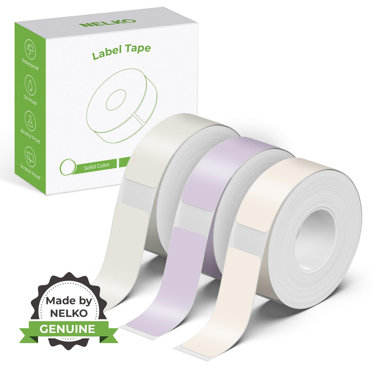 NELKO Genuine P21 Label Maker Tape,14x40mm, 3-Roll, Transparent