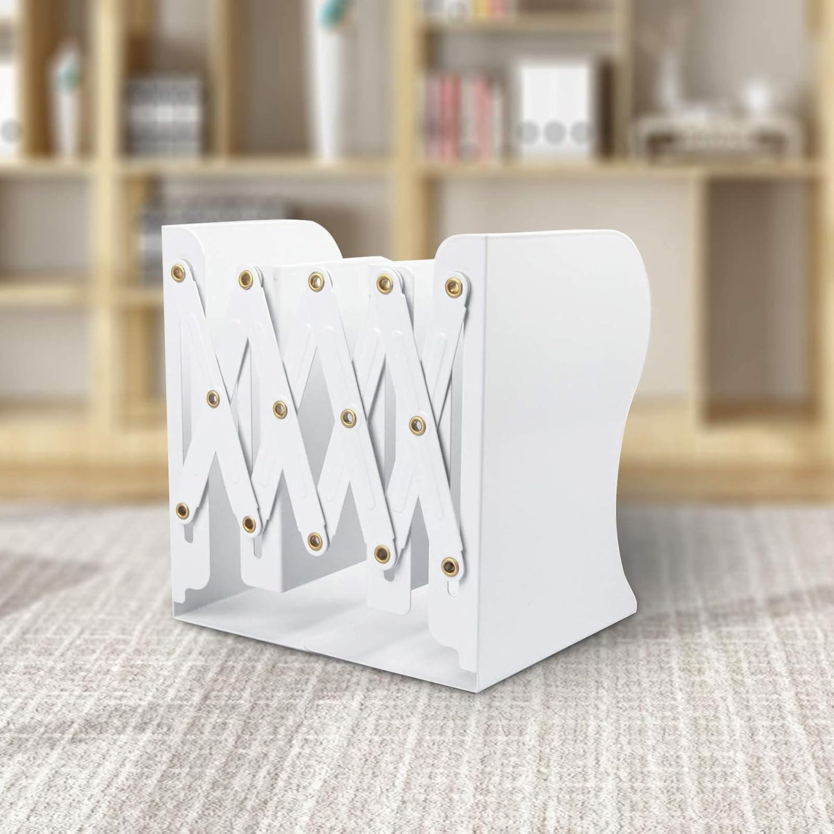 Aobopar Adjustable Metal Book Ends for Shelves White