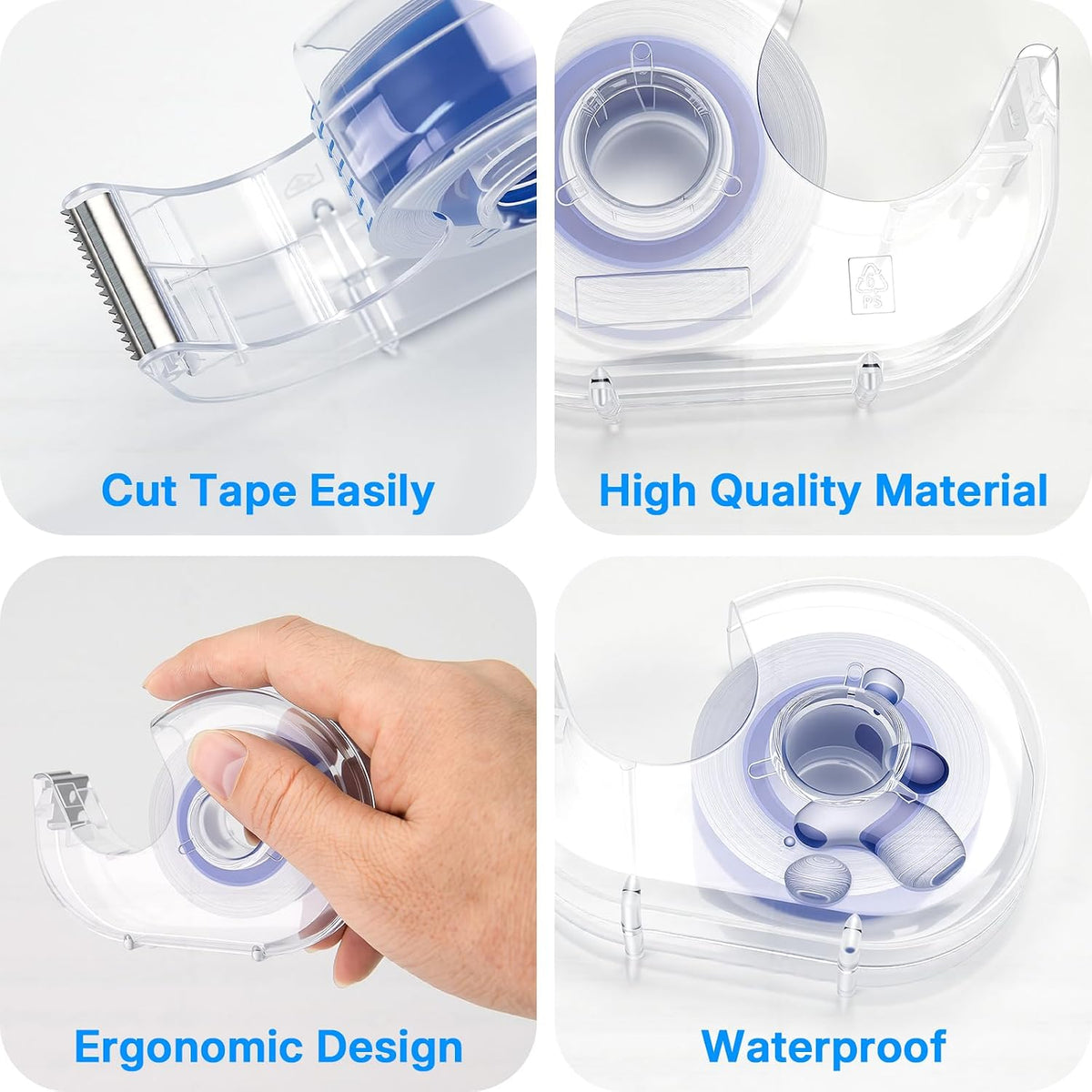 OWLKELA 16 Pcs Clear Tape Dispensers, 1 Inch Blue Core