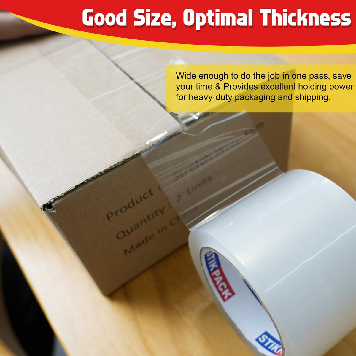 Wide Transparent Tape 6 inch x 110 Yards (330ft), Industrial Grade 6 inch Wide Clear Heavy Duty Packing Tape for Box Office Moving, Shipping and Mailing