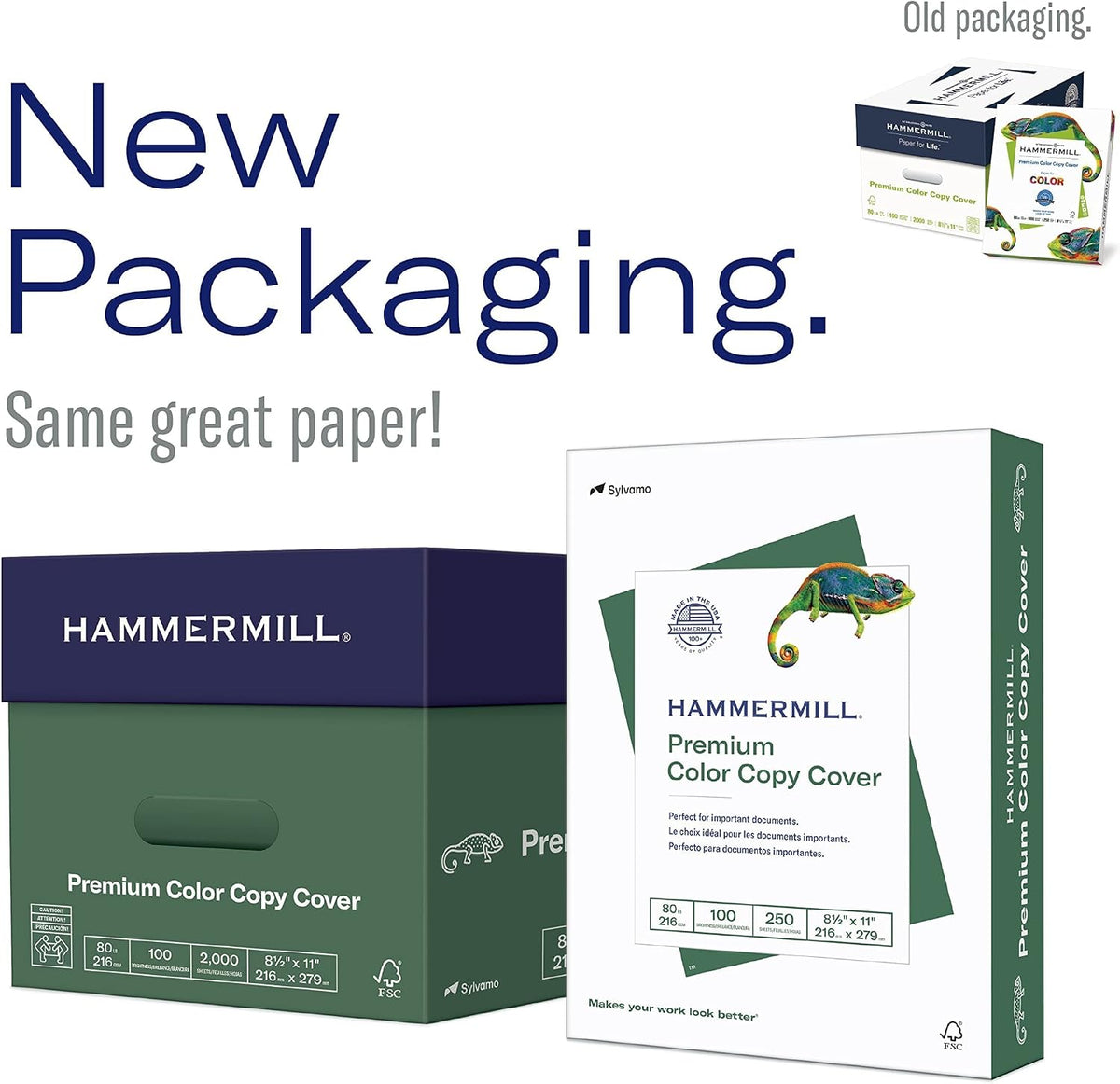 Hammermill Cardstock, Premium Color Copy, 100 lb, 8.5x11 - 1 Pack (250 Sheets) - 100 Bright, Made in the USA Card Stock, 120024R, White