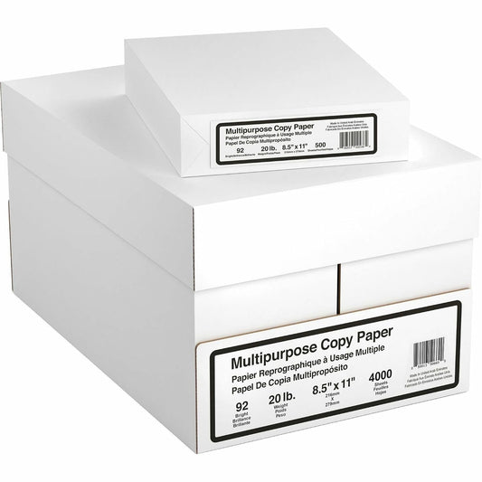 Multipurpose Copy & Printer Paper, Letter Size 8.5" x 11", 20 lb, 92 Bright, White, 500 Sheets/Ream, 8 Reams (4,000 Sheets Total)