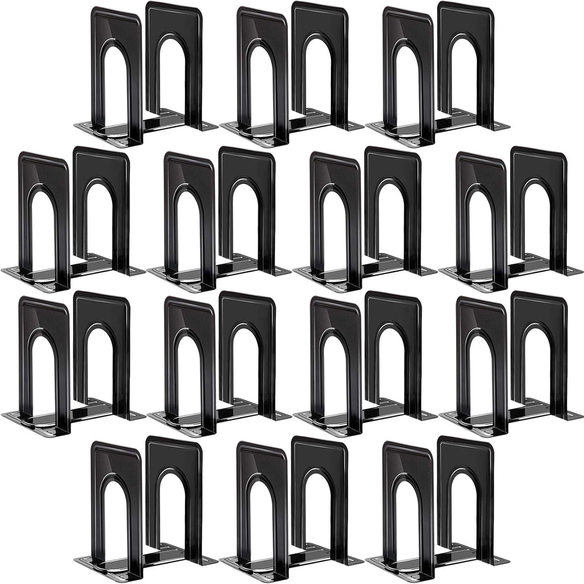 HappyHapi 14 Pairs Book Ends, Heavy Duty Bookends for Shelves, Black